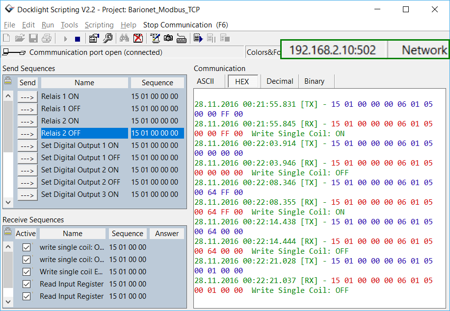 IoT terminal TCP/UDP debugging mit Docklight Scripting RS232 terminal