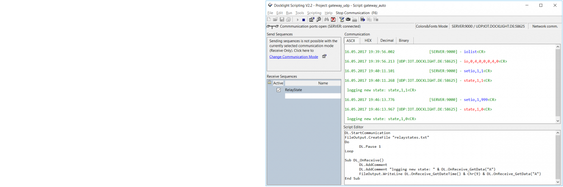 Docklight Scripting Screenshot - Network Gateway TCP / UDP